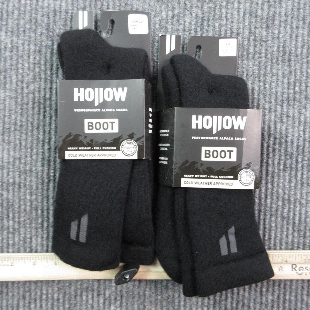 Hollow Socks Mens L Black Over The Calf Boot Alpaca Moisture Wicking 2 Pair NWT